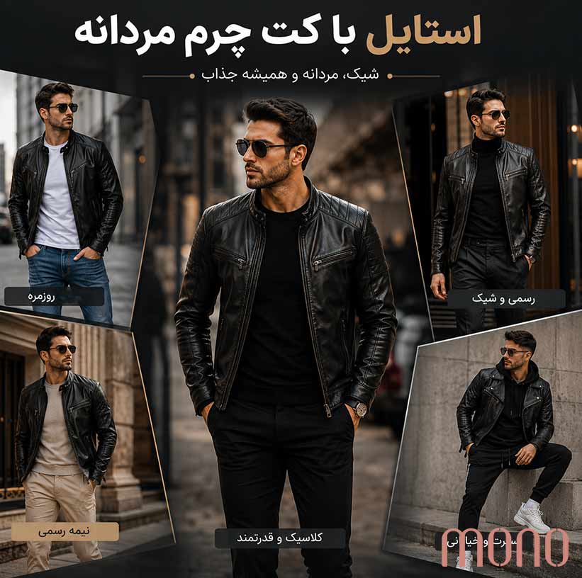 استایل با کت چرم مردانه