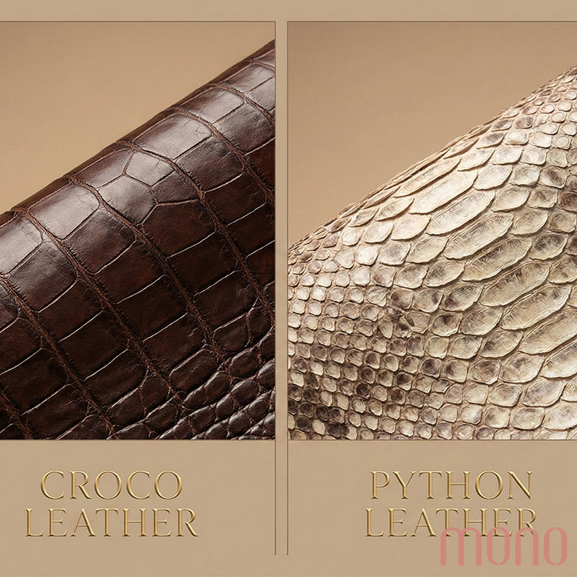 چرم‌های طرح‌دار (کروکو، پیتون، امباس)