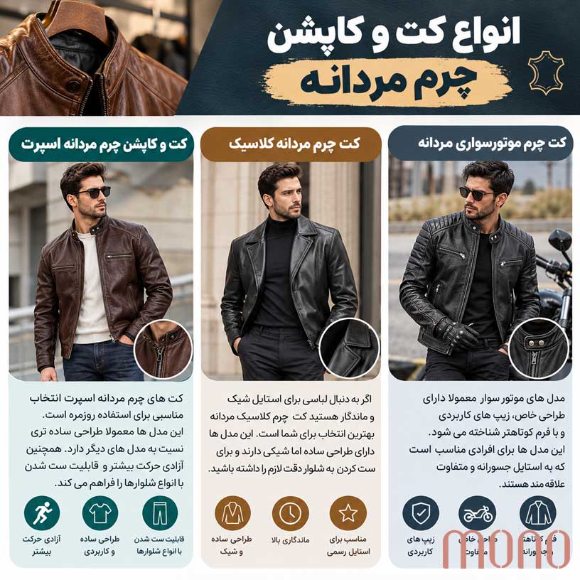 انواع کت و کاپشن چرم مردانه