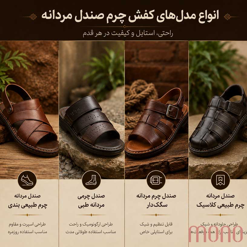 انواع صندل مردانه چرم
