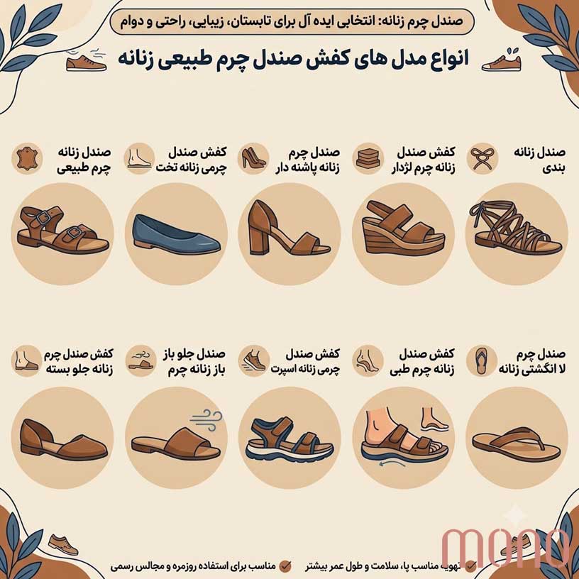انواع کفش صندل چرم زنانه