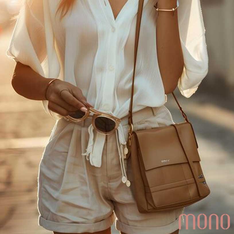 لباس سفید با کفش قهوه ای
