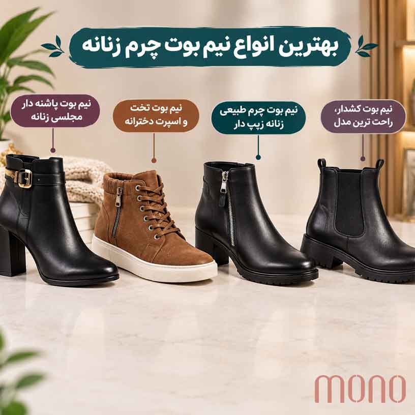 انواع نیم بوت چرم زنانه
